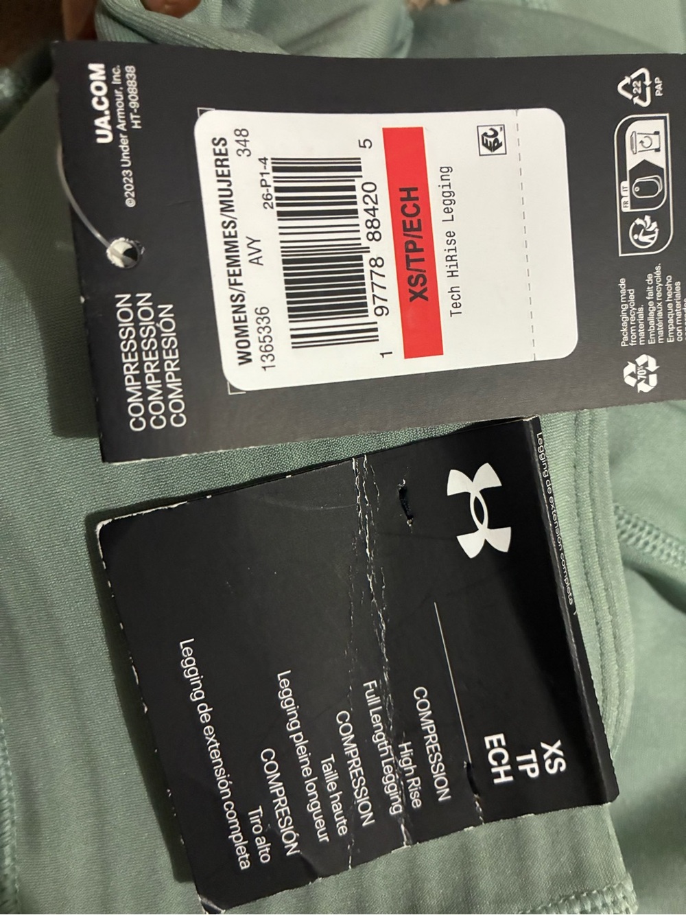 Under Armour Sage Green High-Rise Performance Leggings XS - Picture 8 of 8